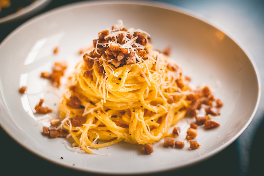Spaghetti alla Carbonara with pancetta and pecorino